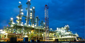 Night view of petrochemical plant